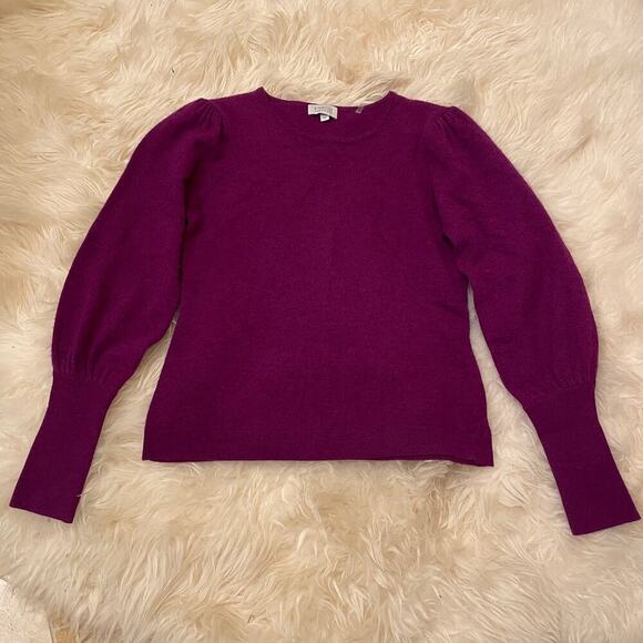 Kinross Sweaters - Kinross Cashmere Sweater S | Plum Purple, Puff Sleeve, 100% Cashmere MSRP $350